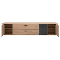 Interliving Wohnzimmer Serie 2029 - Wohnwand Wildeiche & Granit-Steinoptik - dreiteilig, Breite ca. 320 cm