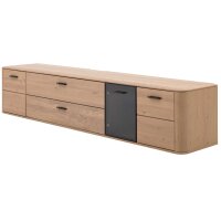 Interliving Wohnzimmer Serie 2029 - Hänge-Lowboard Wildeiche & Granit-Steinoptik - vier Türen, eine Schublade, Länge ca. 220 cm
