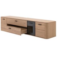 Interliving Wohnzimmer Serie 2029 - Hänge-Lowboard Wildeiche & Granit-Steinoptik - vier Türen, eine Schublade, Länge ca. 220 cm