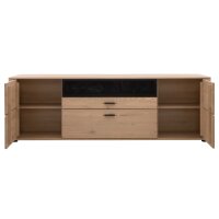 Interliving Wohnzimmer Serie 2029 - Medien-Lowboard Wildeiche & Granit-Steinoptik - zwei Türen, zwei Schubladen, Länge ca. 200 cm