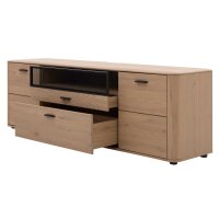 Interliving Wohnzimmer Serie 2029 - Medien-Lowboard Wildeiche & Granit-Steinoptik - zwei Türen, zwei Schubladen, Länge ca. 200 cm