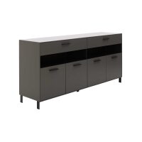Interliving Wohnzimmer Serie 2030 - Sideboard Wolfram Grey & Spaltholz - vier Türen, zwei Schubladen, Breite ca. 180 cm