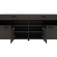 Interliving Wohnzimmer Serie 2030 - Sideboard Wolfram Grey & Spaltholz - vier Türen, zwei Schubladen, Breite ca. 180 cm
