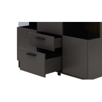 Interliving Wohnzimmer Serie 2030 - Highboard Wolfram Grey & Spaltholz - drei Türen, zwei Schubladen, Breite ca. 120 cm