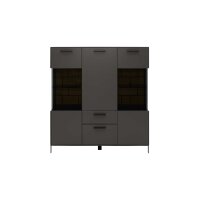 Interliving Wohnzimmer Serie 2030 - Highboard Wolfram Grey & Spaltholz - drei Türen, zwei Schubladen, Breite ca. 120 cm