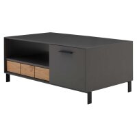 Interliving Wohnzimmer Serie 2030 - Couchtisch Wolfram Grey & Spaltholz - zwei Türen, eine Schublade, ca. 110 x 60 cm