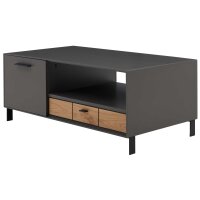 Interliving Wohnzimmer Serie 2030 - Couchtisch Wolfram Grey & Spaltholz - zwei Türen, eine Schublade, ca. 110 x 60 cm