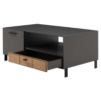 Interliving Wohnzimmer Serie 2030 - Couchtisch Wolfram Grey & Spaltholz - zwei Türen, eine Schublade, ca. 110 x 60 cm