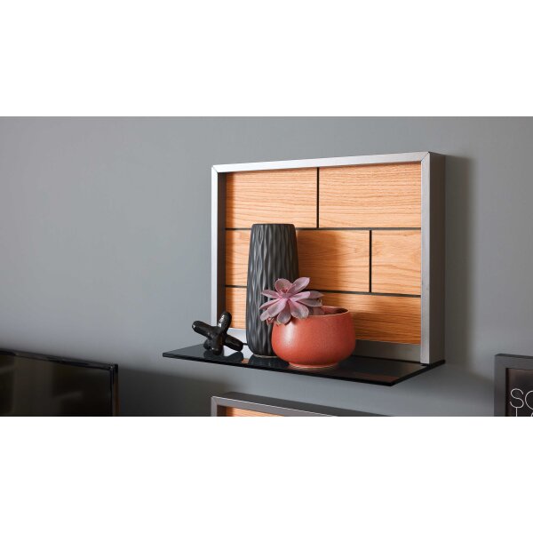Interliving Wohnzimmer Serie 2030 - Wandboard Wolfram Grey & Spaltholz - ca. 48 x 38 cm