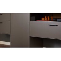 Interliving Wohnzimmer Serie 2030 - Vitrine Wolfram Grey & Spaltholz - eine Tür, Breite ca. 45 cm