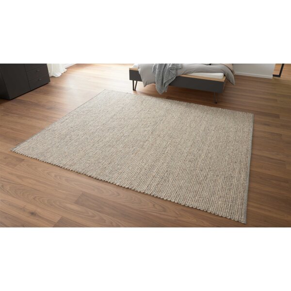 Interliving Teppich Serie B-8003 hellbraun melierte Schurwolle – ca. 70 x 130 cm