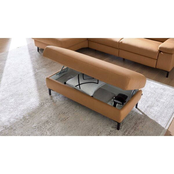 Interliving Sofa Serie 4064 - XXL-Funktionshocker kurkumafarbene Mikrofaser Galero Punto & Fuß W003-01 - ca. 130 x 65 cm