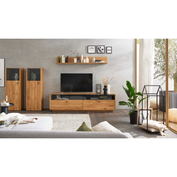 Interliving Wohnzimmer Serie 2027 - Wohnwand Asteiche - vierteilig, Breite ca. 337 cm
