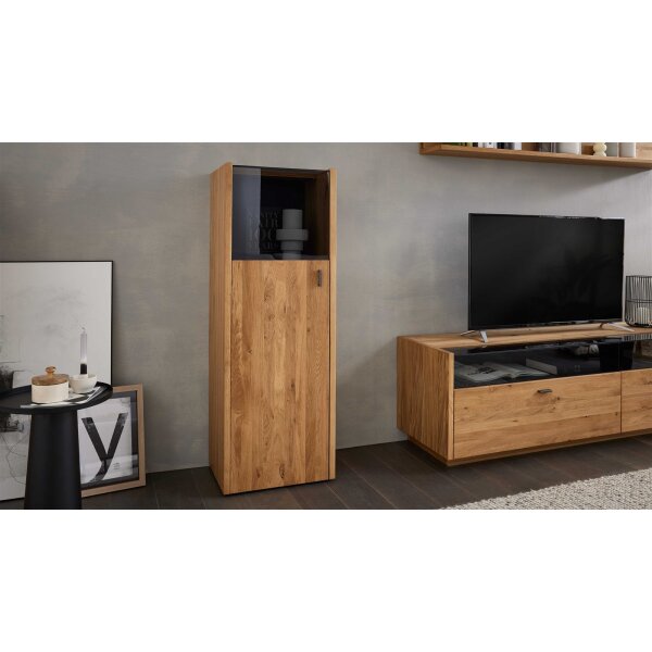 Interliving Wohnzimmer Serie 2027 - Highboard-Vitrine Asteiche - eine Tür, Höhe ca. 144 cm