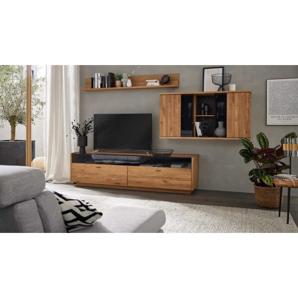 Interliving Wohnzimmer Serie 2027 - Wohnwand Asteiche - dreiteilig, Breite ca. 318 cm