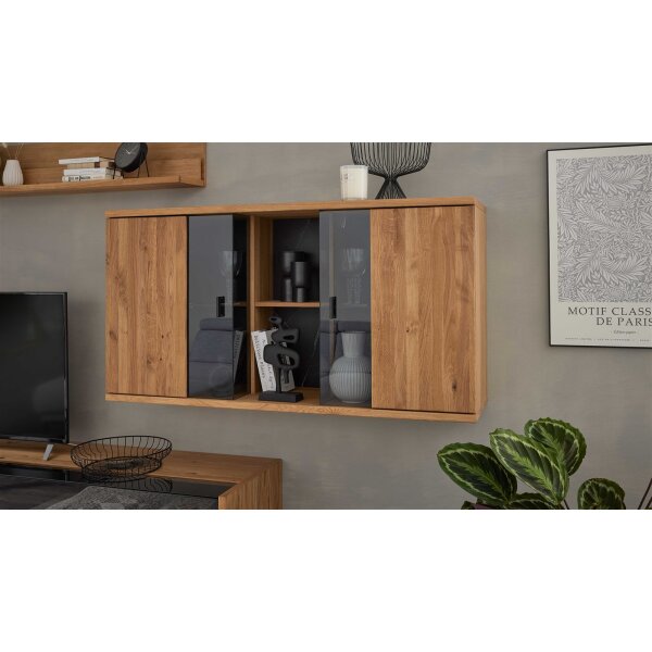 Interliving Wohnzimmer Serie 2027 - Hängeschrank Asteiche - zwei Türen, Breite ca. 140 cm