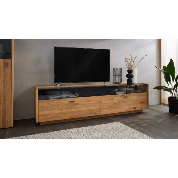Interliving Wohnzimmer Serie 2027 - Lowboard Asteiche - zwei Schubladen, Länge ca. 216 cm