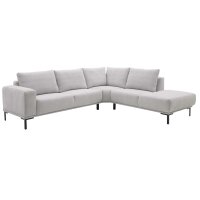 Interliving Sofa Serie 4255 – Ecksofa silberfarbener Bezug Mara 9 & schwarze Metallfüße 4.26 - Stellfläche ca. 270 x 240 cm