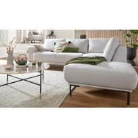 Interliving Sofa Serie 4255 – Ecksofa silberfarbener Bezug Mara 9 & schwarze Metallfüße 4.26 - Stellfläche ca. 270 x 240 cm