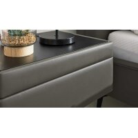 Interliving Bettensystem Serie 1416 - Nachtkonsole graues Leder Torro - eine Schublade