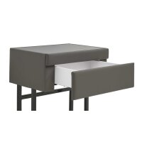 Interliving Bettensystem Serie 1416 - Nachtkonsole graues Leder Torro - eine Schublade