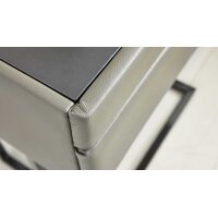 Interliving Bettensystem Serie 1416 - Nachtkonsole graues Leder Torro - eine Schublade