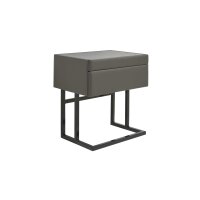 Interliving Bettensystem Serie 1416 - Nachtkonsole graues Leder Torro - eine Schublade