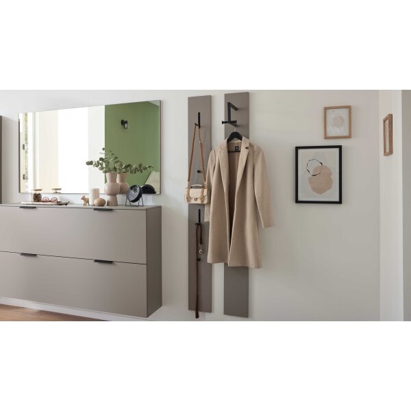 Interliving Garderobe Serie 6012 - Wandgarderobe graubeiger Mattlack - ca. 20 x 180 cm
