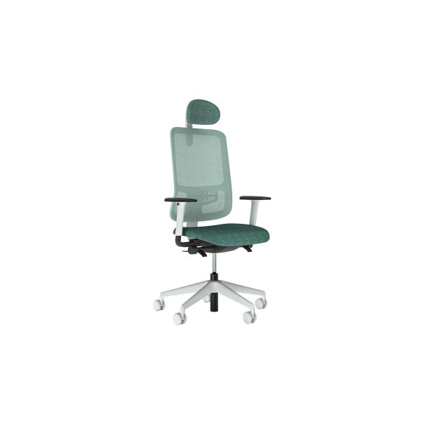 Bürostuhl Utila Swivel mintfarbener Bezug Mesh MT67089, Rivet EGL21 & hellgraues Drehkreuz