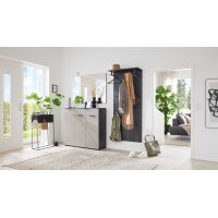 Interliving Garderobe Serie 6012 - Garderoben-Set Räuchereiche & graubeiger Mattlack - dreiteilig