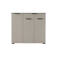 Interliving Garderobe Serie 6012 - Kombikommode graubeiger Mattlack & Räuchereiche - drei Türen, eine Schublade, Breite ca. 120 cm