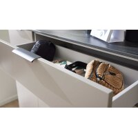 Interliving Garderobe Serie 6012 - Kombikommode graubeiger Mattlack & Räuchereiche - drei Türen, eine Schublade, Breite ca. 120 cm
