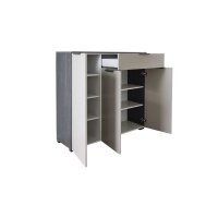 Interliving Garderobe Serie 6012 - Kombikommode graubeiger Mattlack & Räuchereiche - drei Türen, eine Schublade, Breite ca. 120 cm
