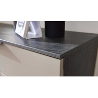 Interliving Garderobe Serie 6012 - Kombikommode graubeiger Mattlack & Räuchereiche - drei Türen, eine Schublade, Breite ca. 120 cm