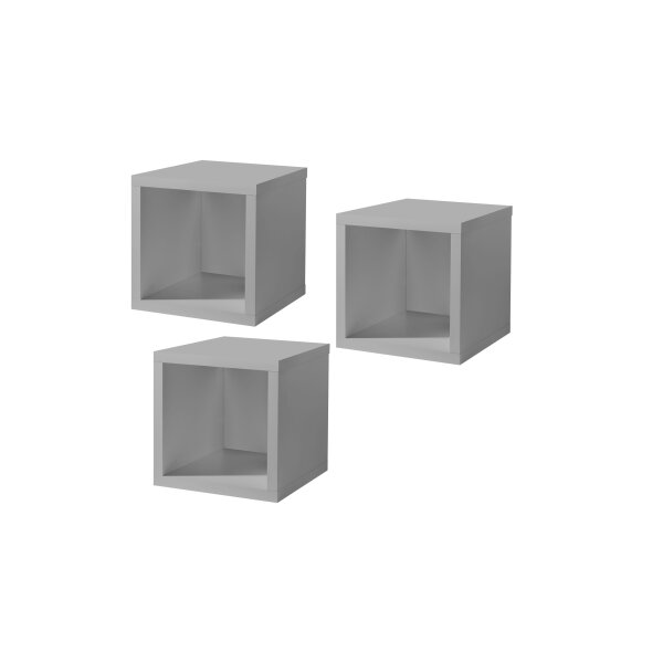 Wohnprogramm Imola - Hängeregal Kreidegrau - 3er_Set, ca. 32 x 32 cm