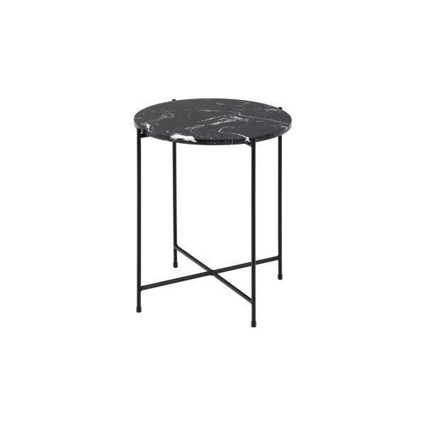 Beistelltischserie Avila schwarze Marmoroptik & schwarzes Metallgestell - Höhe ca. 45 cm