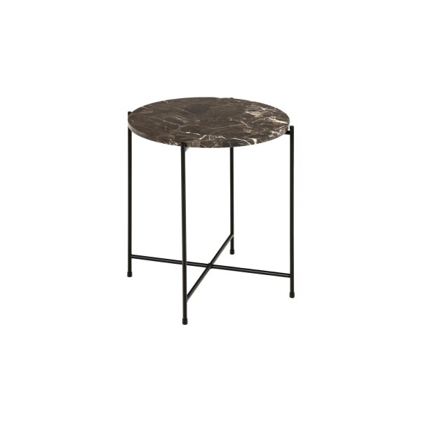 Beistelltischserie Avila brauner Marmor & schwarzes Metallgestell - Höhe ca. 45 cm