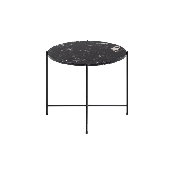 Beistelltischserie Avila schwarze Marmoroptik & schwarzes Metallgestell - Höhe ca. 40 cm