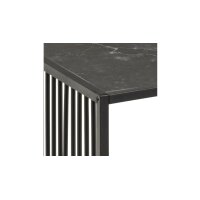 Couchtisch Strington rauchfarbenes Glas & schwarze Marmoroptik, schwarzes Metallgestell - ca. 120 x 60 cm