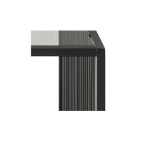 Couchtisch Strington rauchfarbenes Glas & schwarze Marmoroptik, schwarzes Metallgestell - ca. 120 x 60 cm
