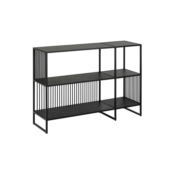 Regal Strington schwarzes Metallgestell & schwarze Marmoroptik - Breite ca. 120 cm