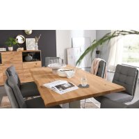 Interliving Esszimmer Serie 5116 – Esstisch Eiche natur & Edelstahl - ca. 180 x 100 cm