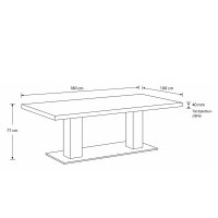 Interliving Esszimmer Serie 5116 – Esstisch Eiche natur & Edelstahl - ca. 180 x 100 cm