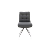 Interliving Esszimmer Serie 5116 – Polsterstuhl grauer Materialmix Leder & Cord Fo-Sh, Edelstahlgestell F38-FIX