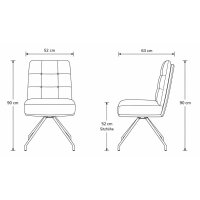 Interliving Esszimmer Serie 5116 – Polsterstuhl grauer Materialmix Leder & Cord Fo-Sh, Edelstahlgestell F38-FIX