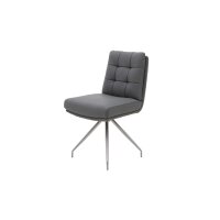 Interliving Esszimmer Serie 5116 – Polsterstuhl grauer Materialmix Leder & Cord Fo-Sh, Edelstahlgestell F38-FIX