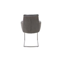 Interliving Esszimmer Serie 5116 – Armlehn-Schwingstuhl grauer Materialmix Leder & Cord Fo-Sh, Edelstahlgestell F3