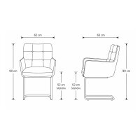 Interliving Esszimmer Serie 5116 – Armlehn-Schwingstuhl grauer Materialmix Leder & Cord Fo-Sh, Edelstahlgestell F3