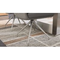 Interliving Esszimmer Serie 5116 – Polsterstuhl mit Drehfunktion grauer Materialmix Leder & Cord Fo-Sh, Edelstahlgestell F38-R
