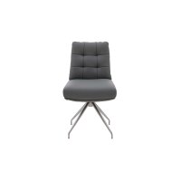 Interliving Esszimmer Serie 5116 – Polsterstuhl mit Drehfunktion grauer Materialmix Leder & Cord Fo-Sh, Edelstahlgestell F38-R